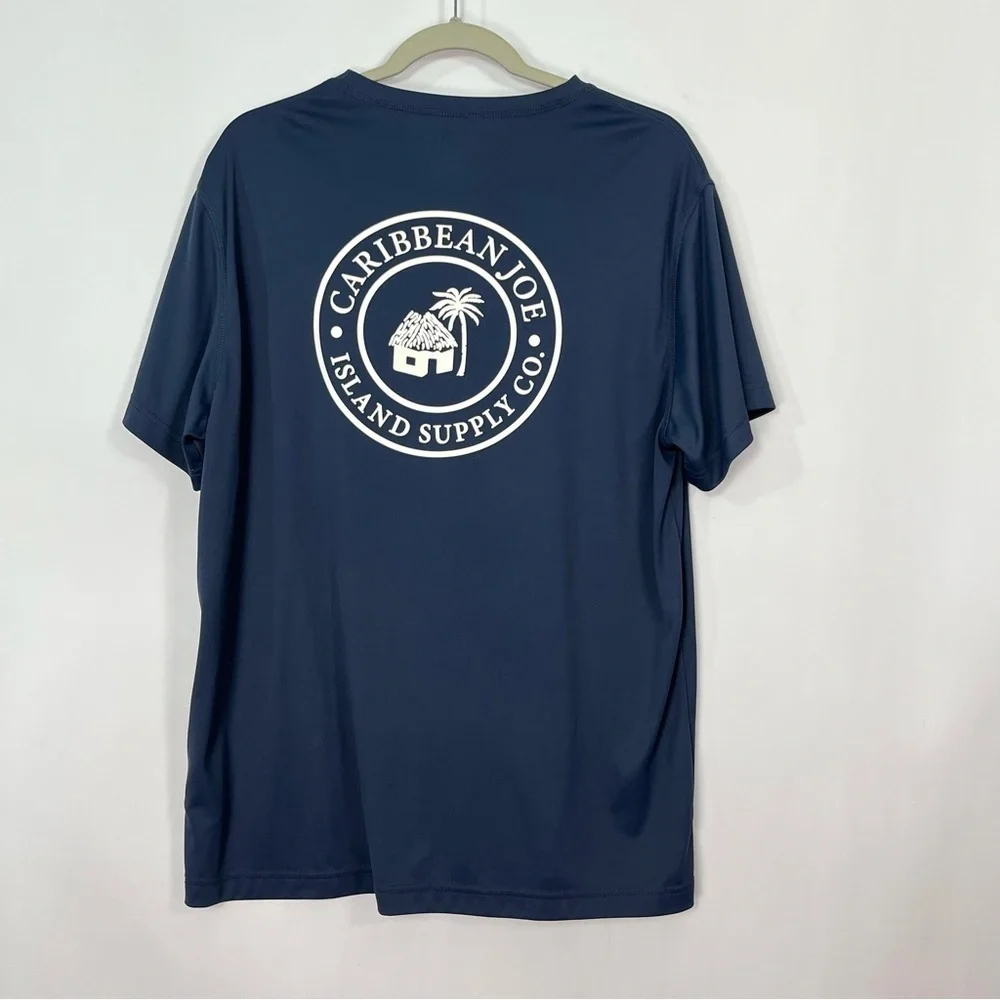 Caribbean Joe Navy Blue Quick Dry Short Sleeve T-Shirt sz Large